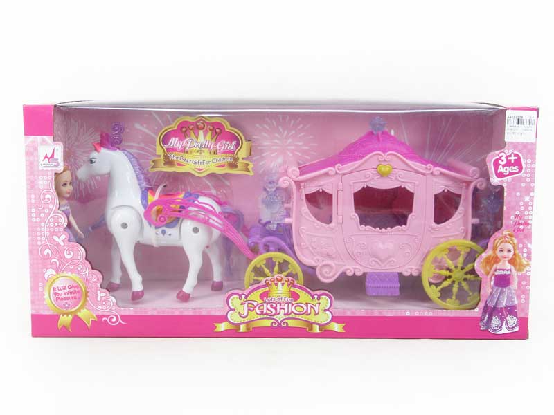 B/O Carriage W/L_M & Doll toys