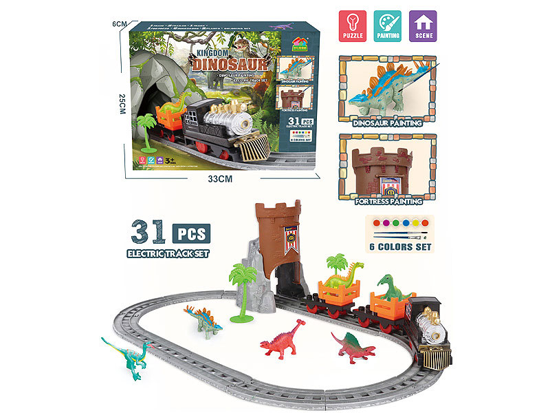 B/O Painted Dinosaur Rail Train toys