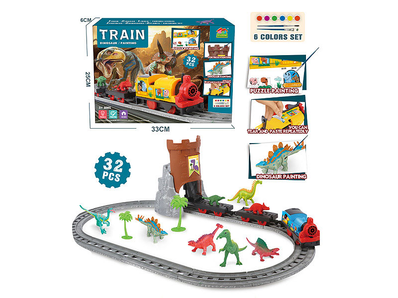 B/O Painted Dinosaur Rail Train toys