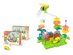 拼插积木花园电动轨道火车