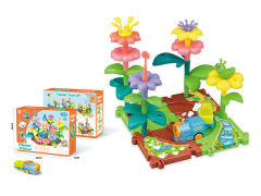 拼插积木花园电动轨道火车