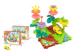 拼插积木花园电动轨道火车