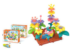 拼插积木花园电动轨道火车