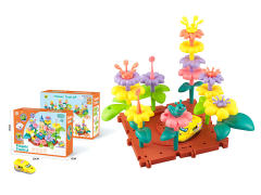 拼插积木花园电动轨道火车