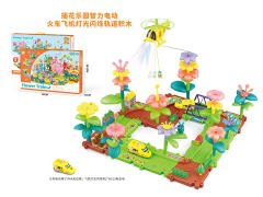 插花乐园积木电动轨道火车