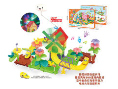 插花农场花园风车电动轨道火车带灯光音乐