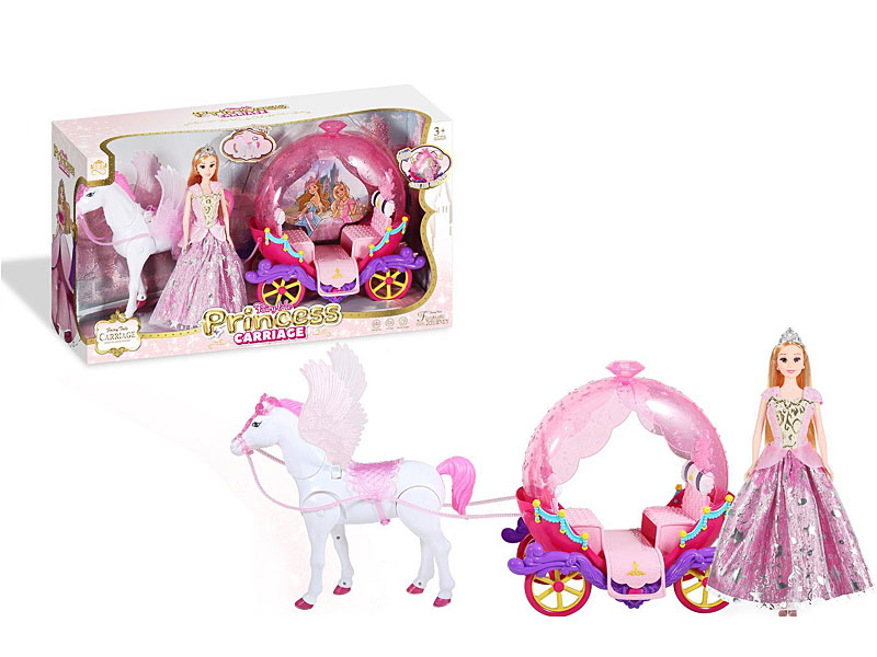 B/O Carriage W/S & 29CM Solid Body Doll toys