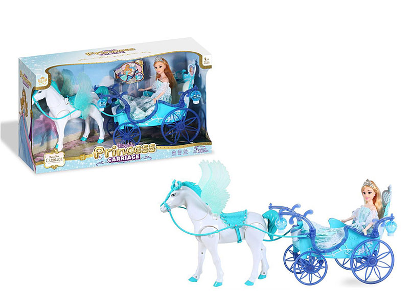 B/O Carriage W/S & 29CM Solid Body Doll toys