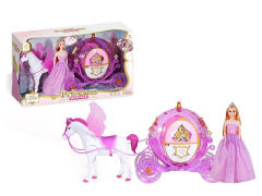 B/O Carriage W/S & 29CM Solid Body Doll toys