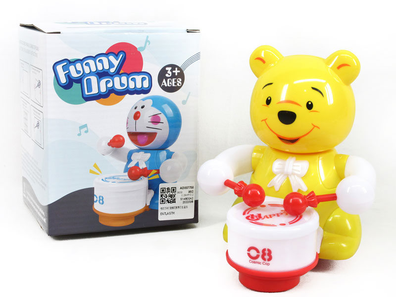 B/O universal Drum Winnie Bear W/L_M toys