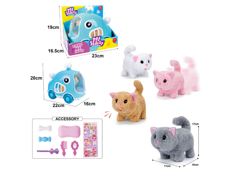 B/O Walking Cat Set(4C) toys