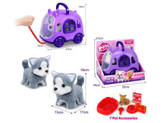 B/O Siberian Husky Set W/S toys