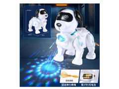 电动弹力牵绳机械狗带3D灯/音乐