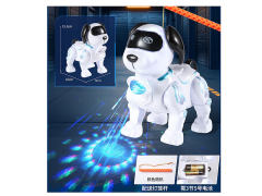 电动灯笼弹力机械狗带3D灯/音乐(2色)