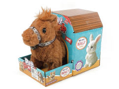 电动走路毛绒宠物马带叫声