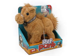 电动走路毛绒宠物马带叫声