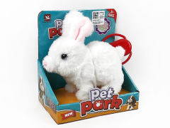 电动牵绳走路毛绒兔带叫声