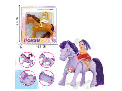 电动软毛跳马带灯光音乐配芭比