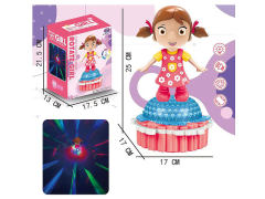 电动万向站女孩旋转升降蛋糕带灯光音乐