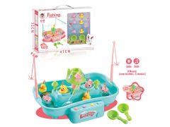 扮家家浅绿电动钓鱼台带灯光音乐