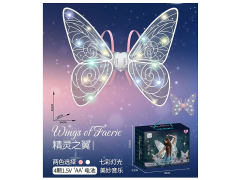 电动白色蝴蝶翅膀带灯光音乐