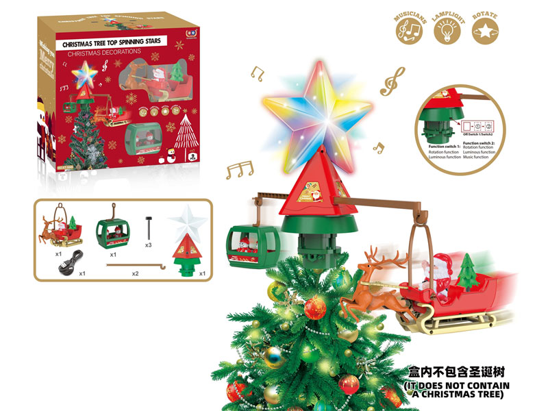 B/O Christams Tree Top Spinning Stars W/L_M toys