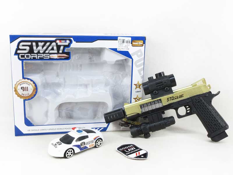 B/O Librate Gun W/L & Police Car & Police Badge toys