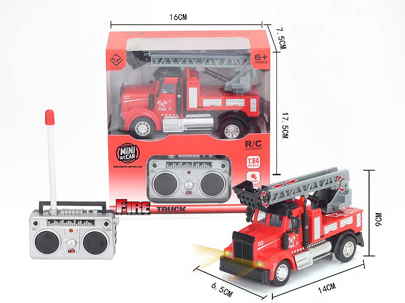 1:64 R/C Fire Engine 4Ways W/L toys