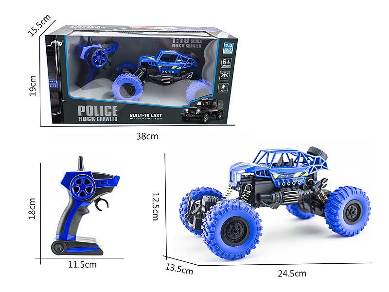2.4G 1:18 R/C Cross-country Police Car 4Ways W/L toys