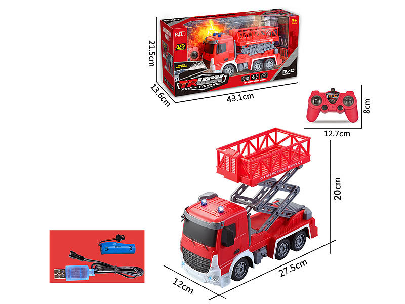 2.4G 1:24 R/C Fire Engine 7Ways W/L_Charge toys