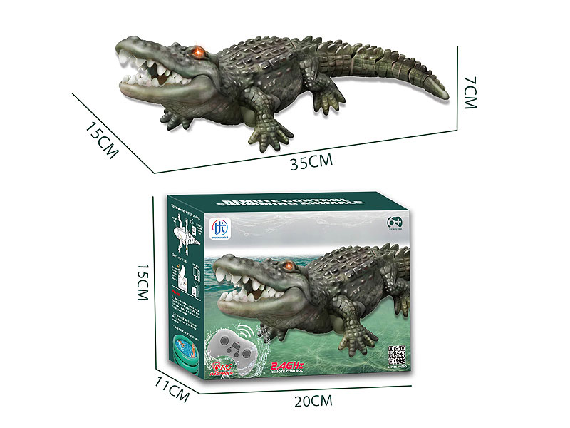 2.4G R/C Swimming Crocodile W/L_Charge toys