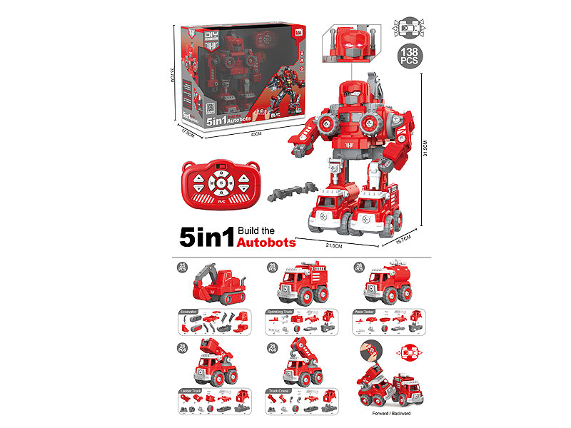5in1 R/C Transforms Fire Engine Truck W/L_M toys