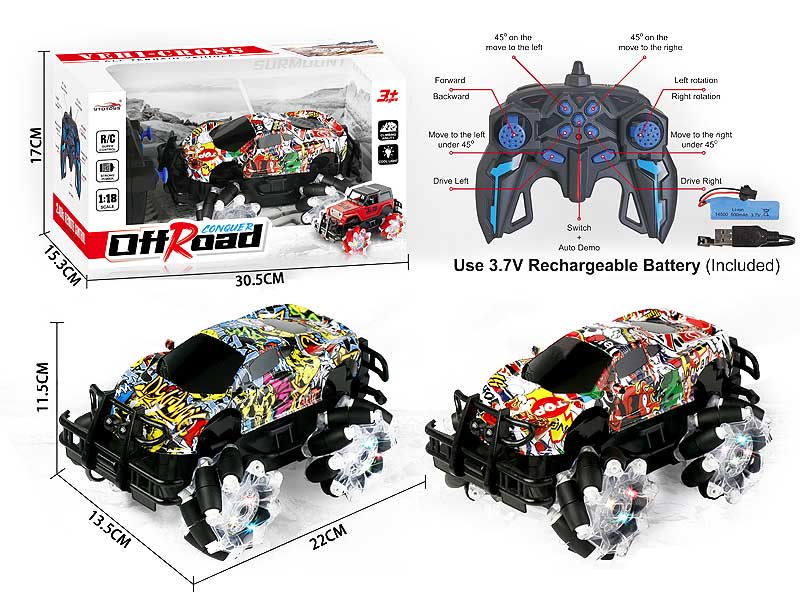 2.4G 1:18 R/C Stunt Car 11Ways W/L_Charge(2C) toys