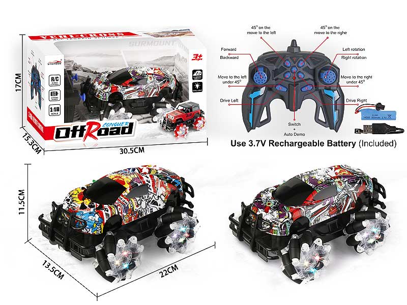 2.4G 1:18 R/C Stunt Car 11Ways W/L_Charge(2C) toys