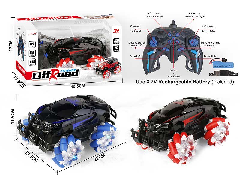 2.4G 1:18 R/C Stunt Car 11Ways W/L_Charge(2C) toys