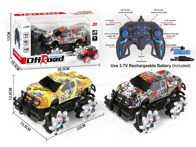 2.4G 1:18 R/C Stunt Car 11Ways W/L_Charge(2C) toys