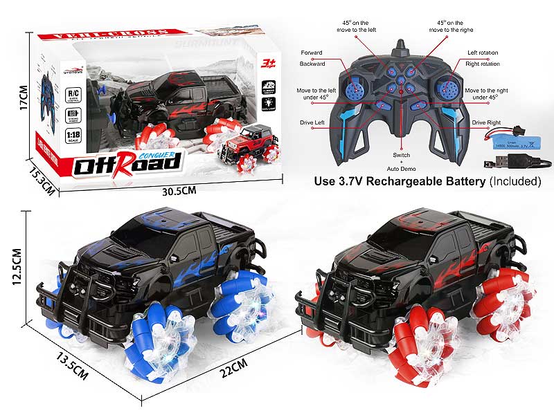 2.4G 1:18 R/C Stunt Car 11Ways W/L_Charge(2C) toys