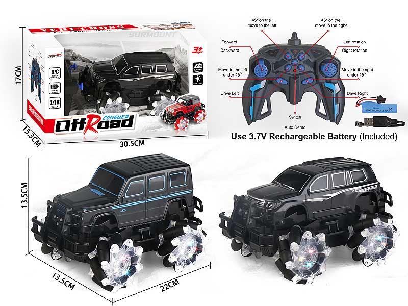 2.4G 1:18 R/C Stunt Car 11Ways W/L_Charge(2S2C) toys