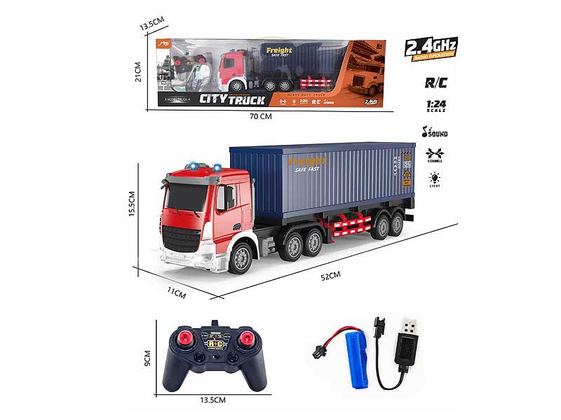 2.4G 1:24 R/C Container Truck 6Ways W/L_M_Charge toys