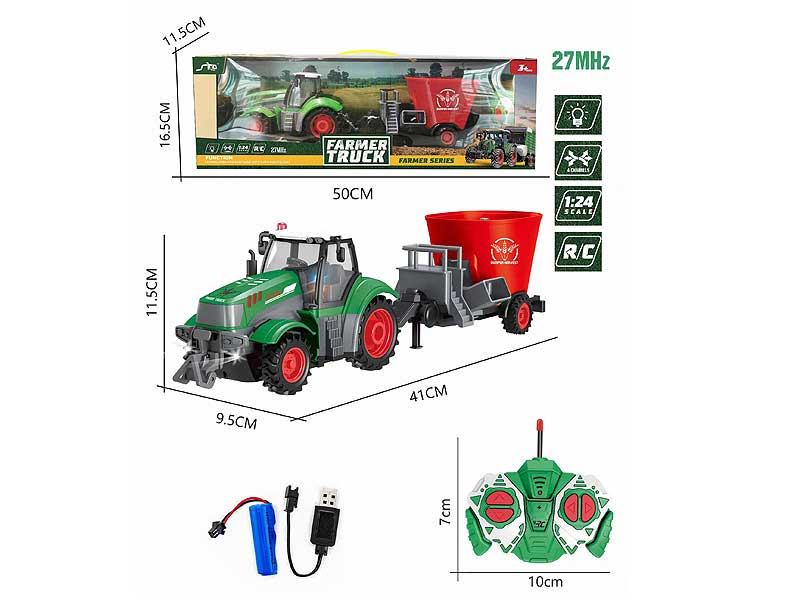 1:24 R/C Farmer Truck 4Ways W/L_Charge toys