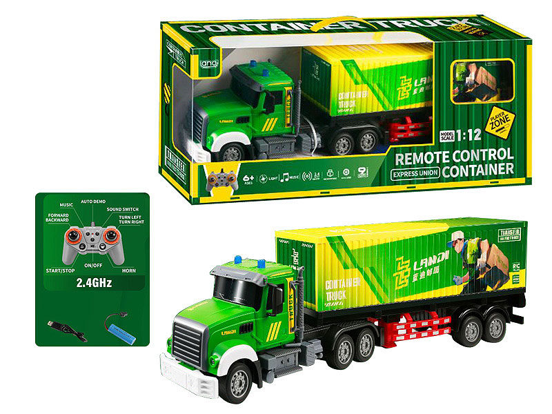 2.4G 1:12 R/C Container Truck 9Ways W/L_M_Charge toys