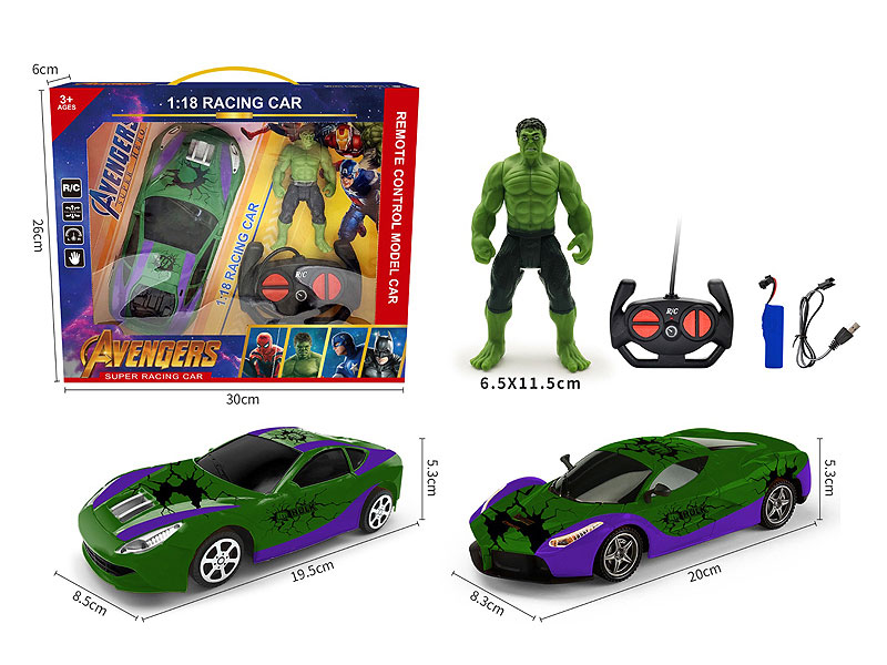 1:18 R/C Car W/Charge & The Hulk(2S) toys