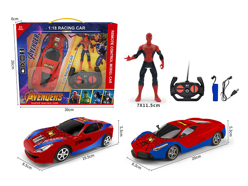 1:18 R/C Car W/Charge & Spider Man(2S) toys