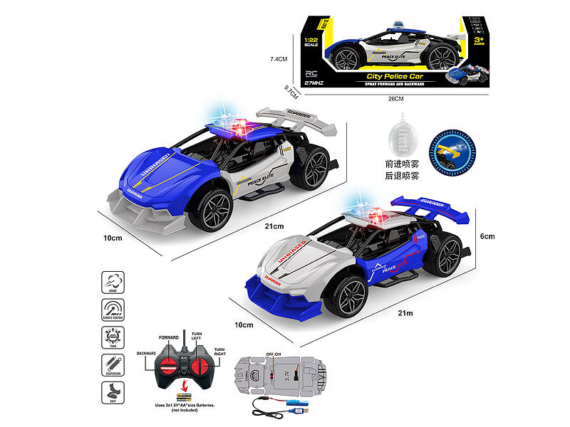 1:22 R/C Spray Police Car 4Way W/L_Charge(2C) toys