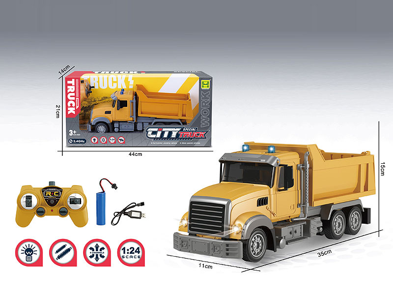 2.4G1:24 R/C Construction Truck 7Ways W/L_Charge toys