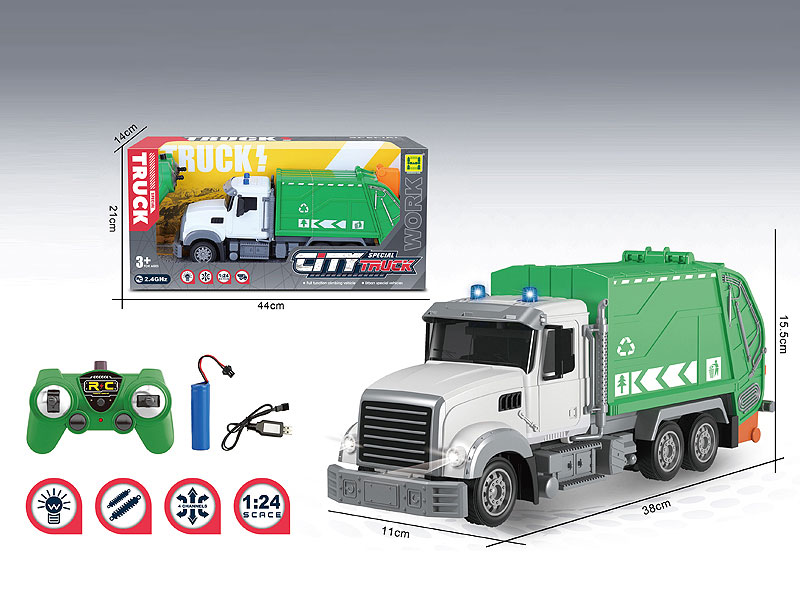 2.4G1:24 R/C Sanitation Truck 7Ways W/L_Charge toys