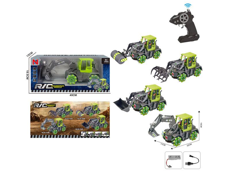 2.4G R/C Stunt Construction Truck 8Ways W/L_Charge(4S) toys