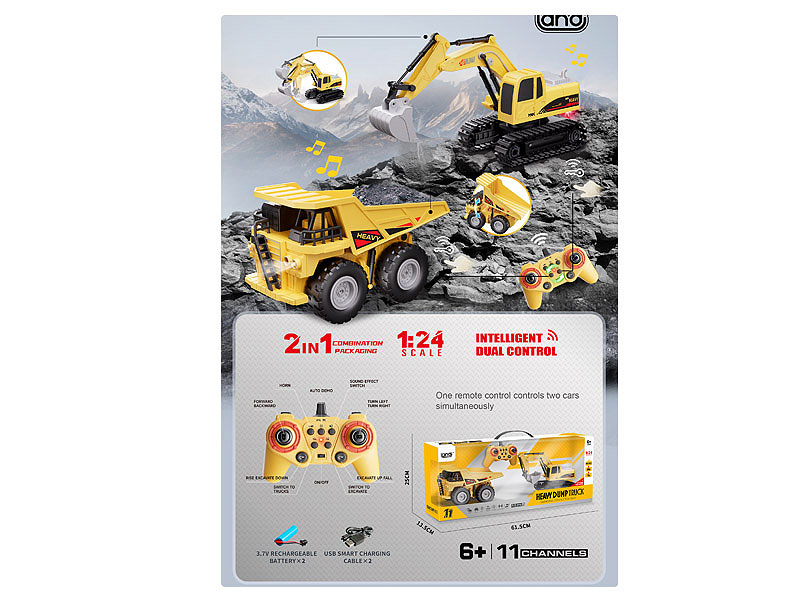 2.4G 1:24 R/C Excavator Set W/L_M_Charge toys