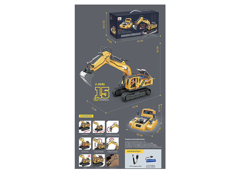 Die Cast Construction Truck 15Ways R/C W/Charge toys