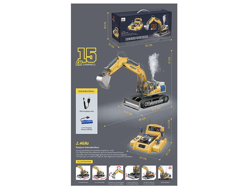 Die Cast Construction Truck 15Ways R/C W/Charge toys
